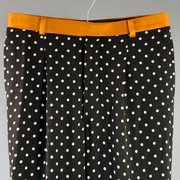 HAIDER ACKERMANN Size 30 Black White Polka Dot Viscose Silk Casual Pants - Picture 2 of 5
